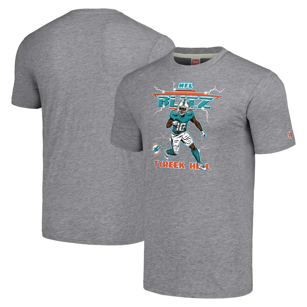 Tyreek Hill Miami Dolphins Homage Unisex NFL Blitz Player Tri-Blend T-Shirt Gray
