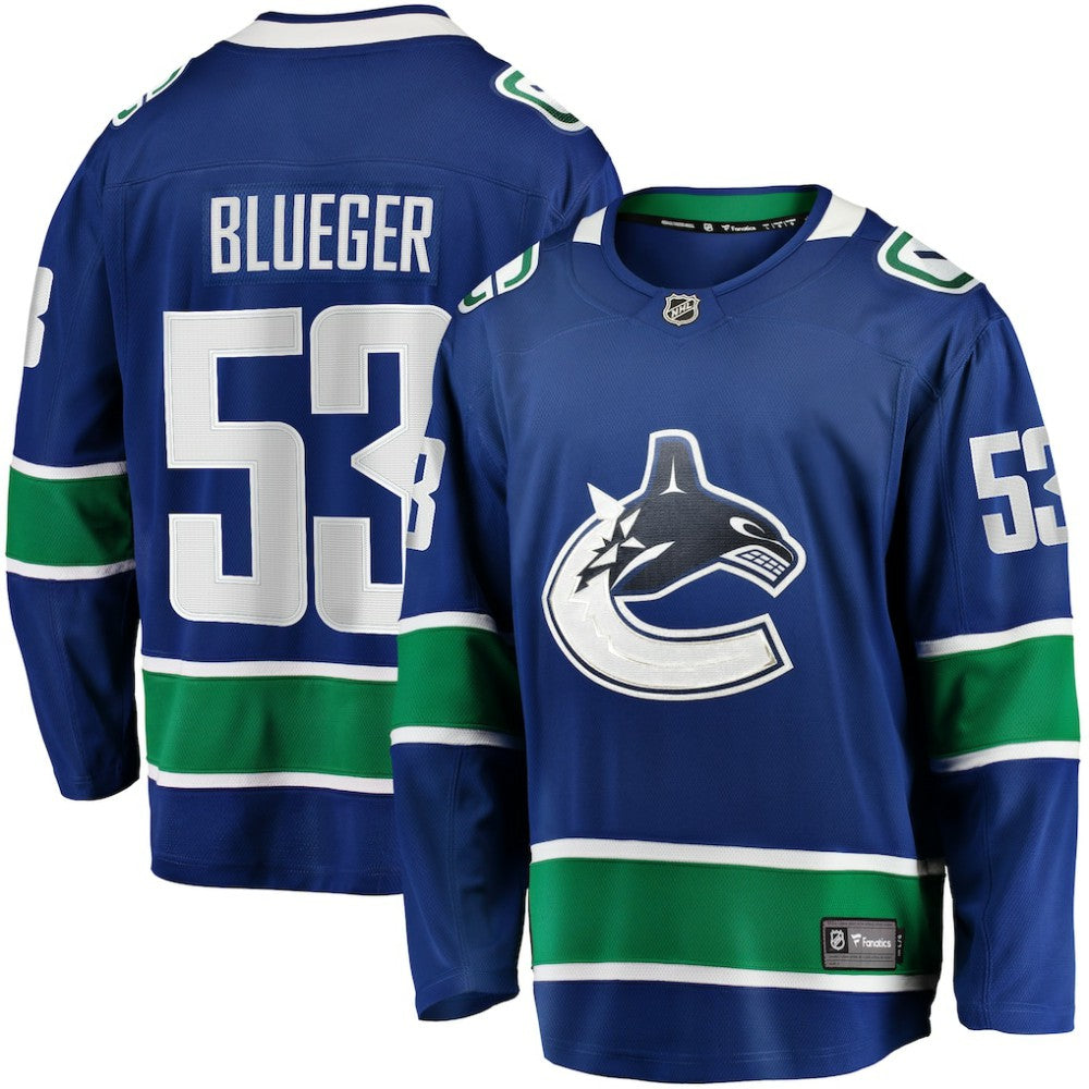 Teddy Blueger Vancouver Canucks Fanatics Home Breakaway Jersey - Blue - NHL 200723534