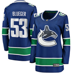 Teddy Blueger Vancouver Canucks Fanatics Women's Home Breakaway Player Jersey - Blue - NHL 200723535