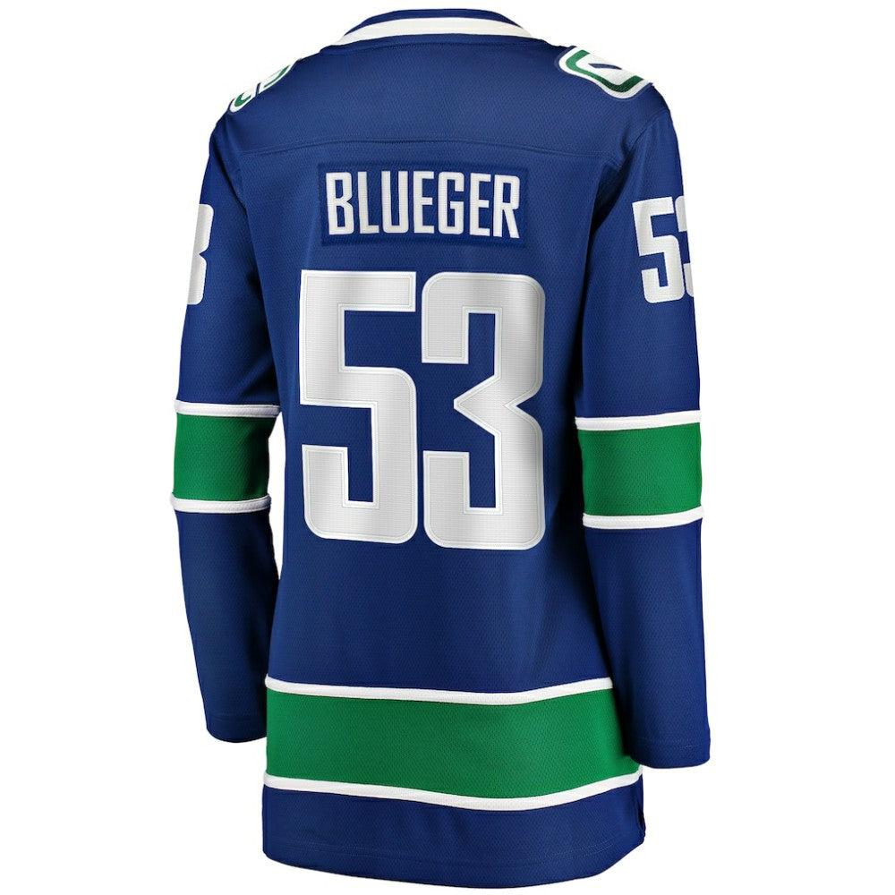 Teddy Blueger Vancouver Canucks Fanatics Women's Home Breakaway Player Jersey - Blue - NHL 200723535