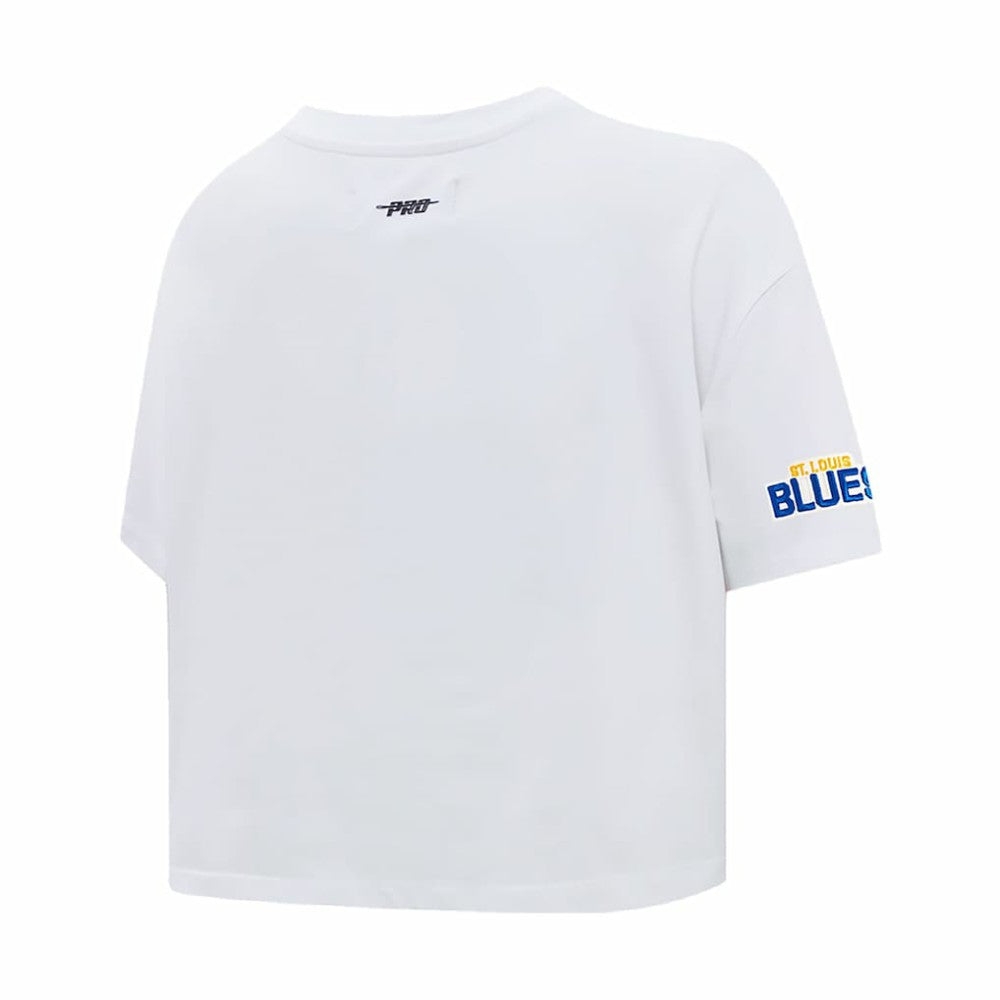 St. Louis Blues Pro Standard Women's Boxy Script Tail Cropped T-Shirt - White - NHL 200723682