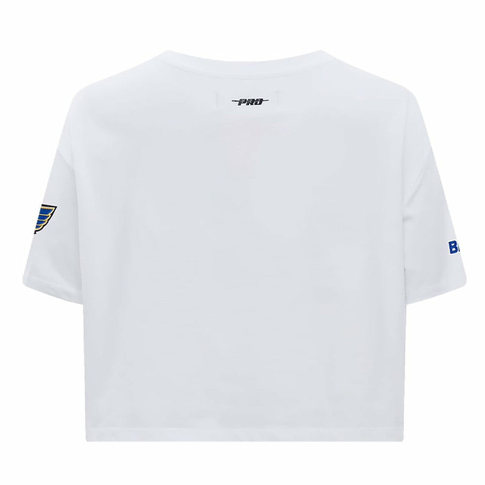 St. Louis Blues Pro Standard Women's Boxy Script Tail Cropped T-Shirt - White - NHL 200723682