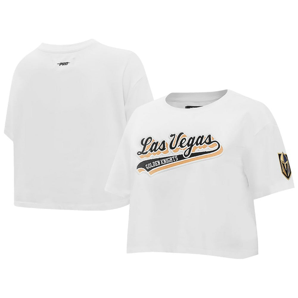 Vegas Golden Knights Pro Standard Women's Boxy Script Tail Cropped T-Shirt - White - NHL 200723734