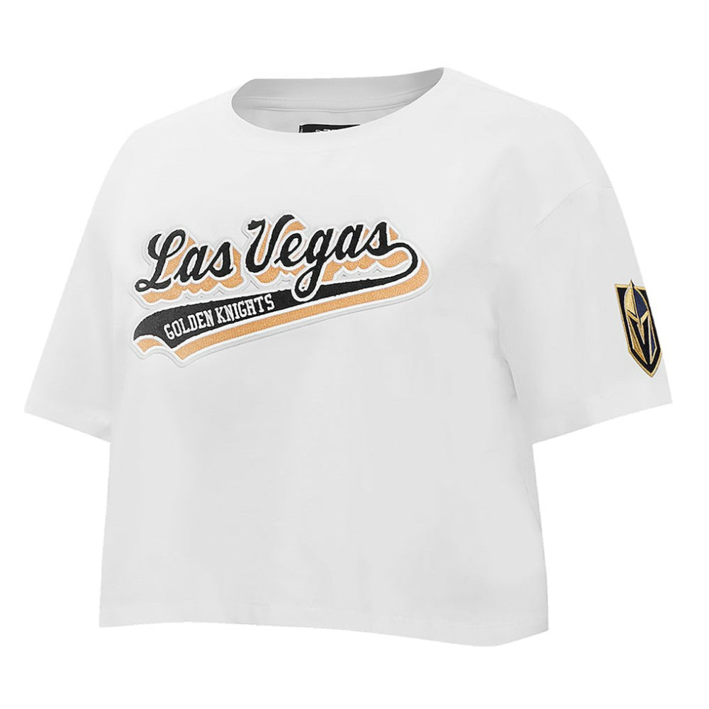 Vegas Golden Knights Pro Standard Women's Boxy Script Tail Cropped T-Shirt - White - NHL 200723734