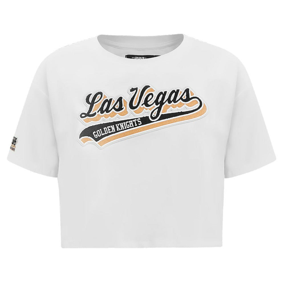 Vegas Golden Knights Pro Standard Women's Boxy Script Tail Cropped T-Shirt - White - NHL 200723734