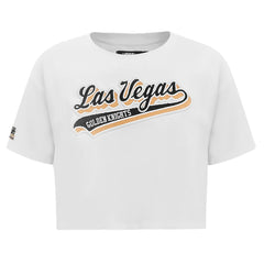 Vegas Golden Knights Pro Standard Women's Boxy Script Tail Cropped T-Shirt - White - NHL 200723734