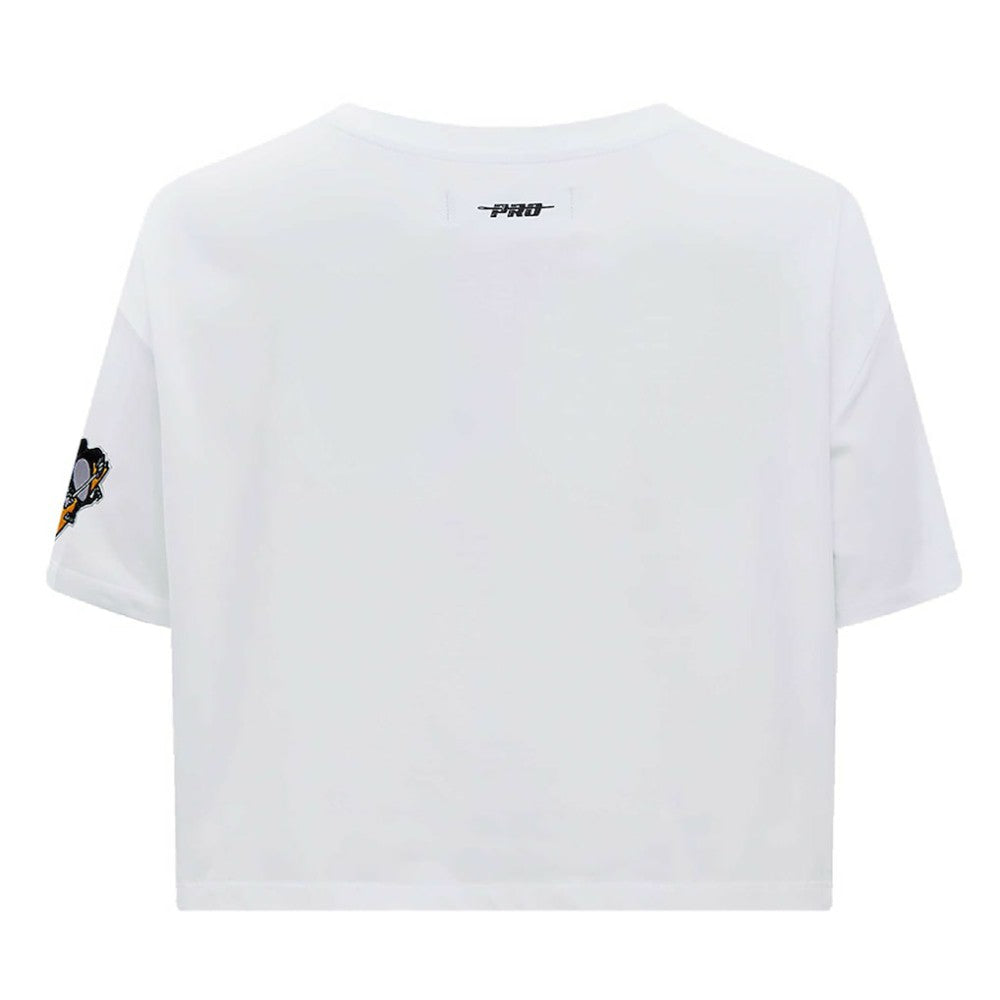 Pittsburgh Penguins Pro Standard Women's Boxy Script Tail Cropped T-Shirt - White - NHL 200723736