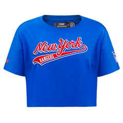 New York Rangers Pro Standard Women's Boxy Script Tail Cropped T-Shirt - Blue - NHL 200723744