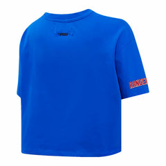 New York Rangers Pro Standard Women's Boxy Script Tail Cropped T-Shirt - Blue - NHL 200723744