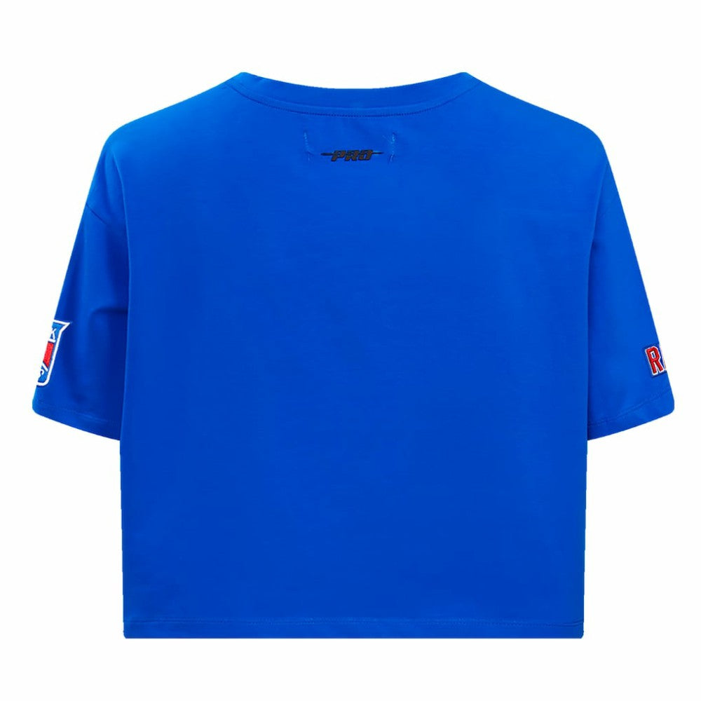 New York Rangers Pro Standard Women's Boxy Script Tail Cropped T-Shirt - Blue - NHL 200723744