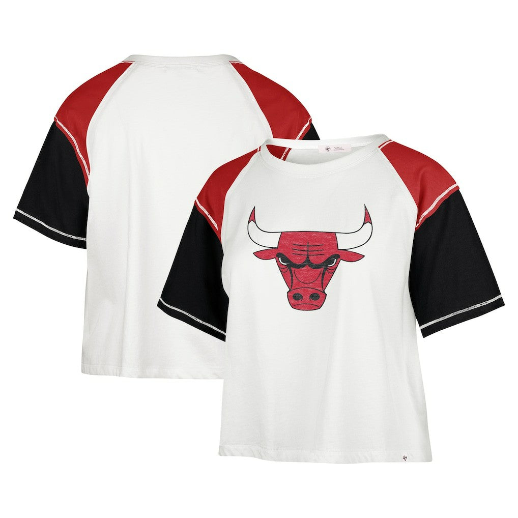 Chicago Bulls '47 Women's Premier Raglan Cropped T-Shirt for sale Cream | 47 brand outlet