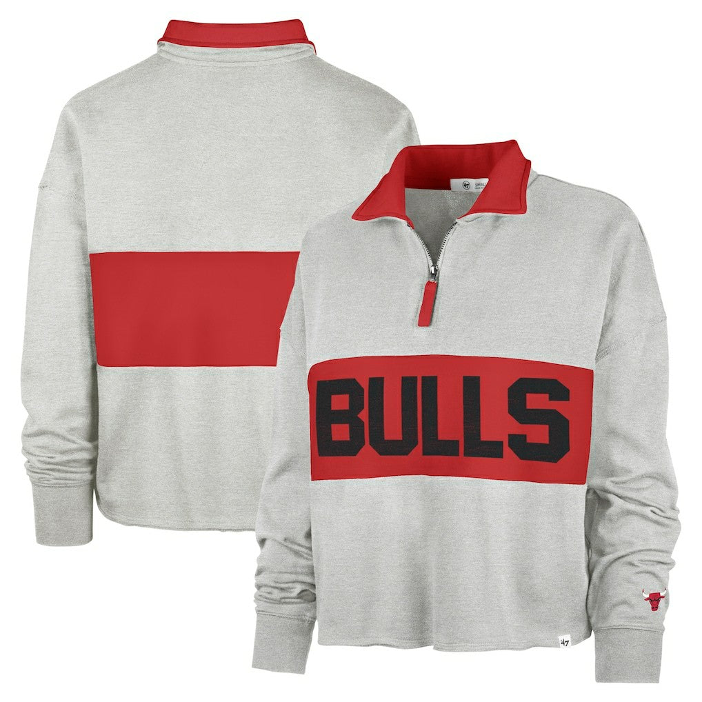 Chicago Bulls '47 Women's Breakthrough Remi Quarter-Zip Jacket for sale Heather Gray | 47 brand
