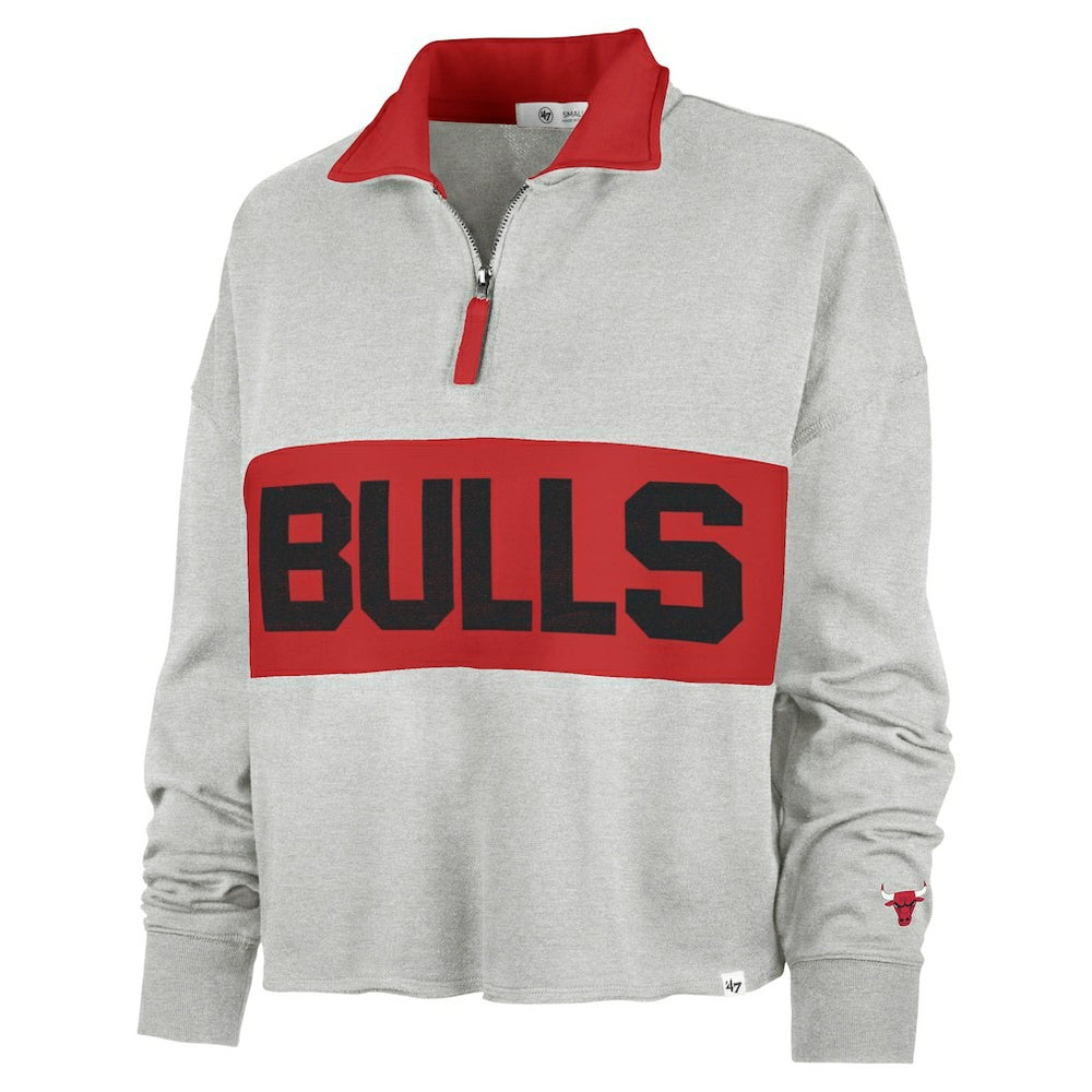 Chicago Bulls '47 Women's Breakthrough Remi Quarter-Zip Jacket for sale Heather Gray | 47 brand