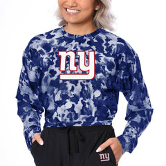 New York Giants Certo Women's Cropped Long Sleeve T-Shirt Royal