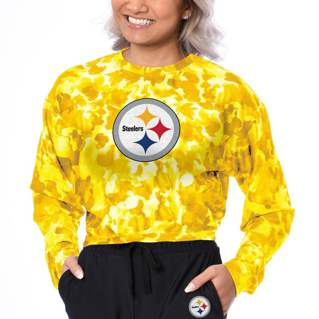 Pittsburgh Steelers Certo Women's Cropped Long Sleeve T-Shirt Gold