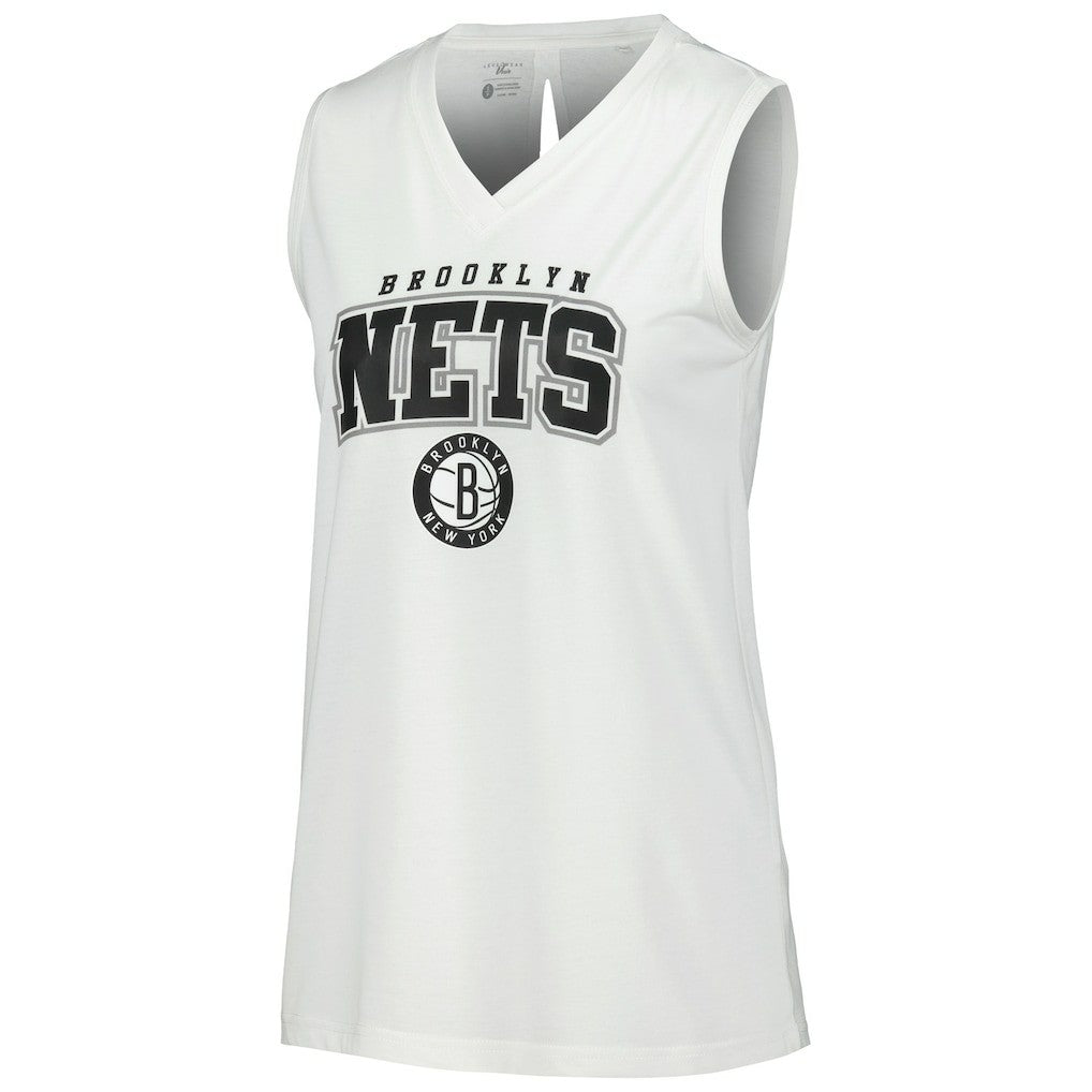 Brooklyn Nets Levelwear Women's Paisley Peekaboo Tank Top White