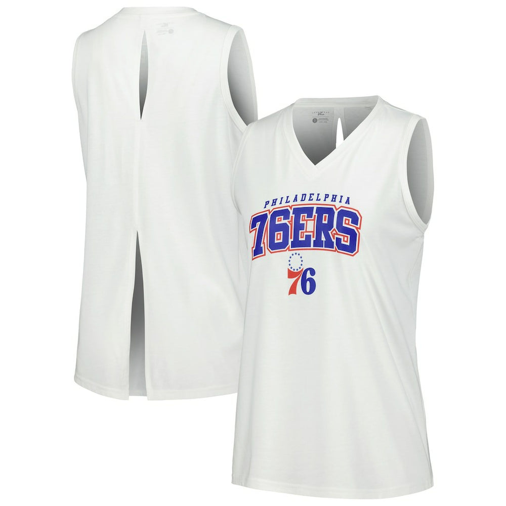 Philadelphia 76ers Levelwear Women's Paisley Peekaboo Tank Top White