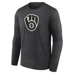 Milwaukee Brewers Personalized Monochrome Name & Number Long Sleeve T-Shirt - Charcoal - MLB Sale