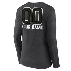 Milwaukee Brewers Women's Personalized Monochrome Name & Number Long Sleeve V-Neck T-Shirt - Charcoal - MLB on Sale