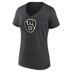 Milwaukee Brewers Women's Personalized Monochrome Name & Number V-Neck T-Shirt - Charcoal - MLB on Sale