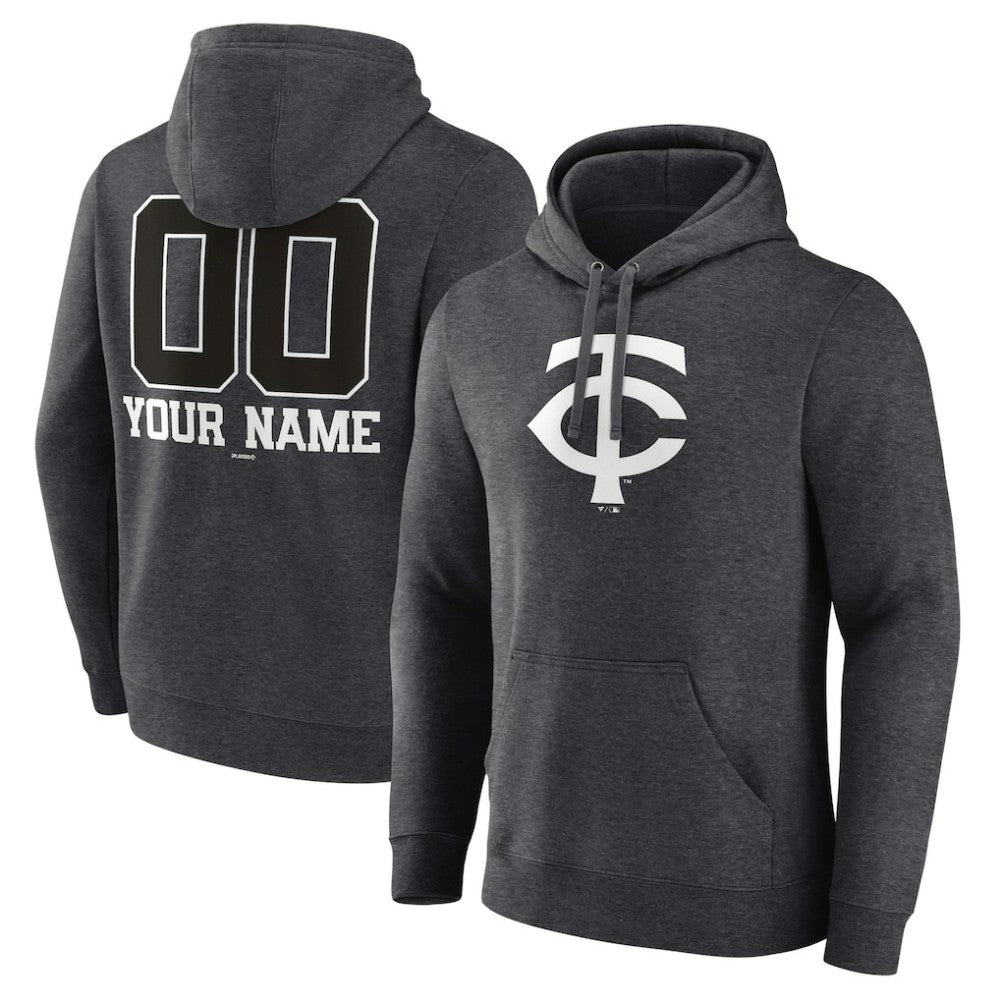 Minnesota Twins Personalized Monochrome Name & Number Pullover Hoodie - Charcoal - MLB on Sale