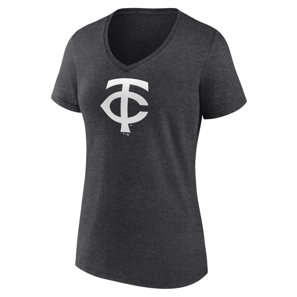 Minnesota Twins Women's Personalized Monochrome Name & Number V-Neck T-Shirt - Charcoal - MLB Sale