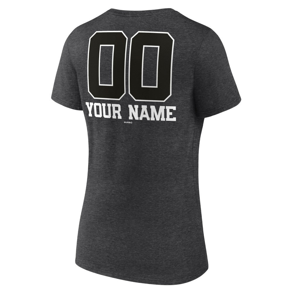Minnesota Twins Women's Personalized Monochrome Name & Number V-Neck T-Shirt - Charcoal - MLB Sale