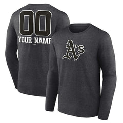 Athletics Personalized Monochrome Name & Number Long Sleeve T-Shirt - Charcoal - MLB Online