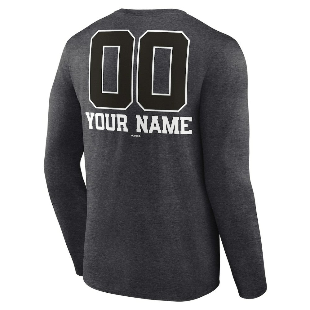 Athletics Personalized Monochrome Name & Number Long Sleeve T-Shirt - Charcoal - MLB Online