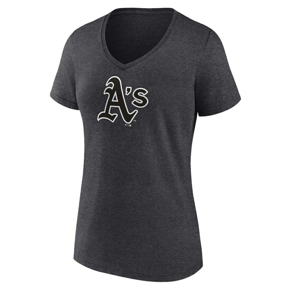Athletics Women's Personalized Monochrome Name & Number V-Neck T-Shirt - Charcoal - MLB Lifestyle