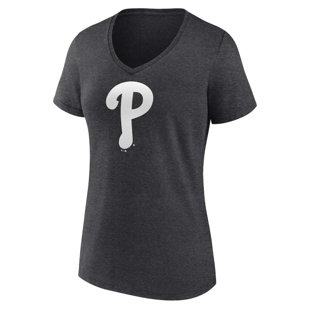 Philadelphia Phillies Women's Personalized Monochrome Name & Number V-Neck T-Shirt - Charcoal - MLB Online