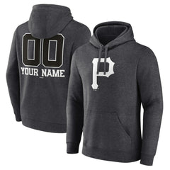 Pittsburgh Pirates Personalized Monochrome Name & Number Pullover Hoodie - Charcoal - MLB Lifestyle