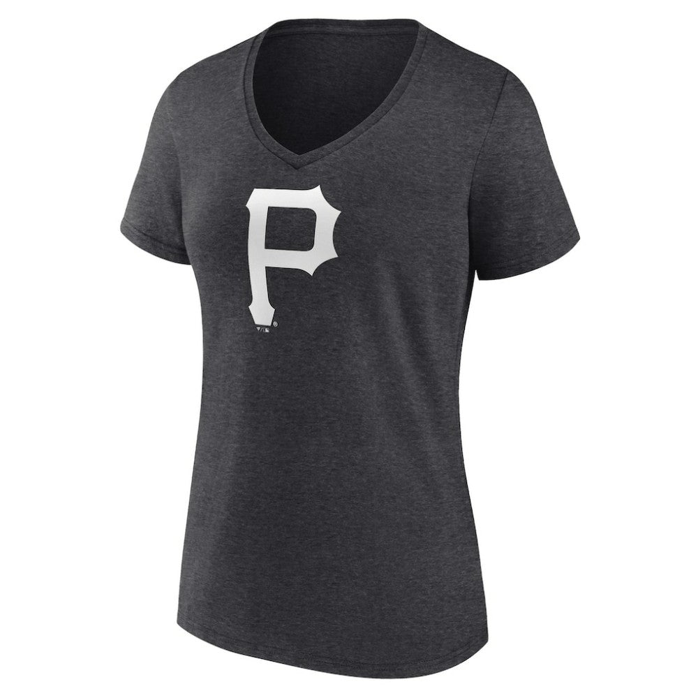 Pittsburgh Pirates Women's Personalized Monochrome Name & Number V-Neck T-Shirt - Charcoal - MLB Online