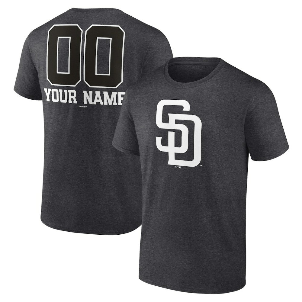 San Diego Padres Personalized Monochrome Name & Number T-Shirt - Charcoal - MLB Sale