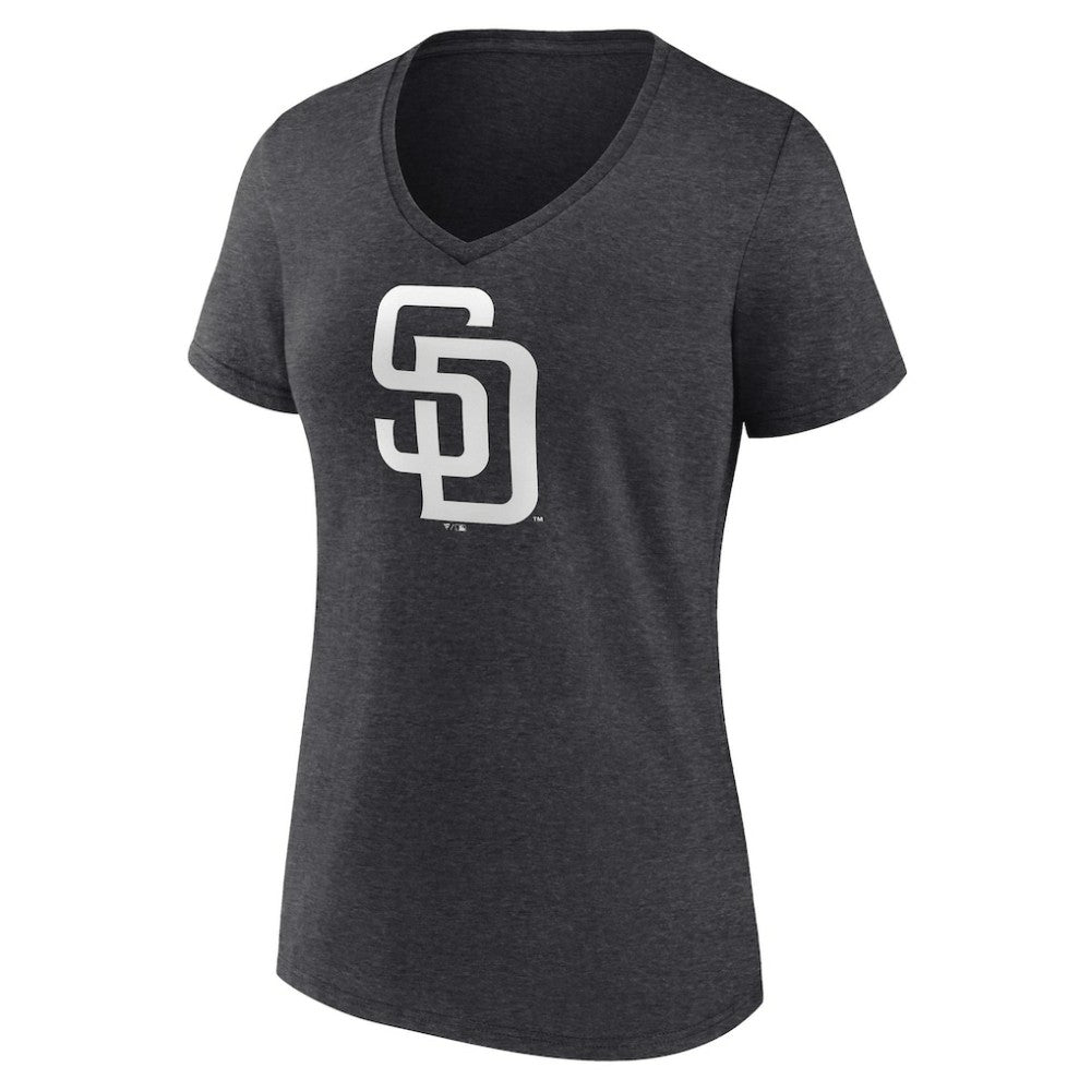 San Diego Padres Women's Personalized Monochrome Name & Number V-Neck T-Shirt - Charcoal - MLB Discount