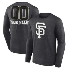 San Francisco Giants Personalized Monochrome Name & Number Long Sleeve T-Shirt - Charcoal - MLB Lifestyle