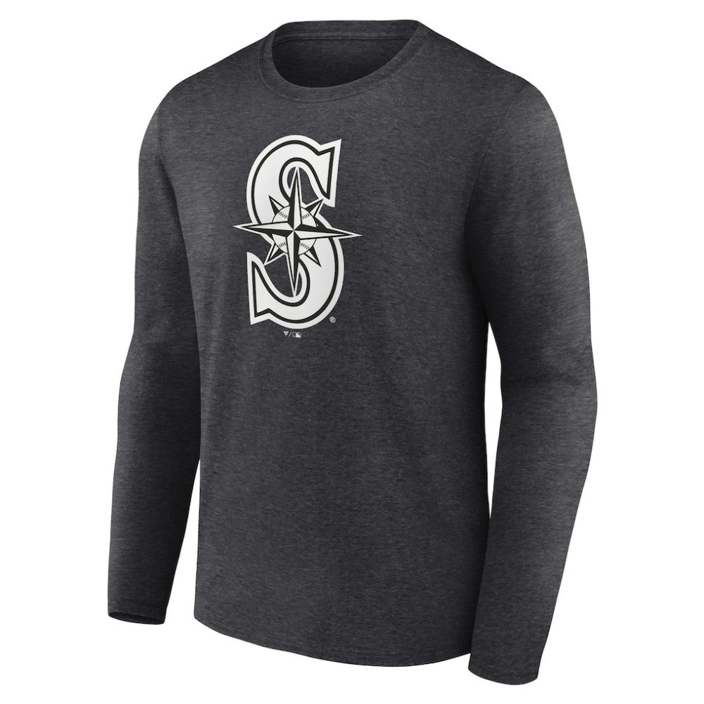 Seattle Mariners Personalized Monochrome Name & Number Long Sleeve T-Shirt - Charcoal - MLB on Sale