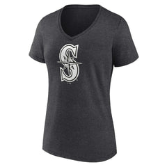 Seattle Mariners Women's Personalized Monochrome Name & Number V-Neck T-Shirt - Charcoal - MLB Online