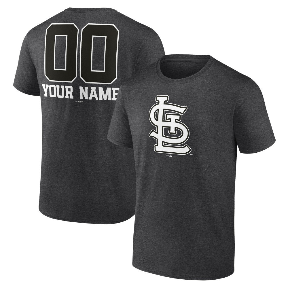 St. Louis Cardinals Personalized Monochrome Name & Number T-Shirt - Charcoal - MLB Sale