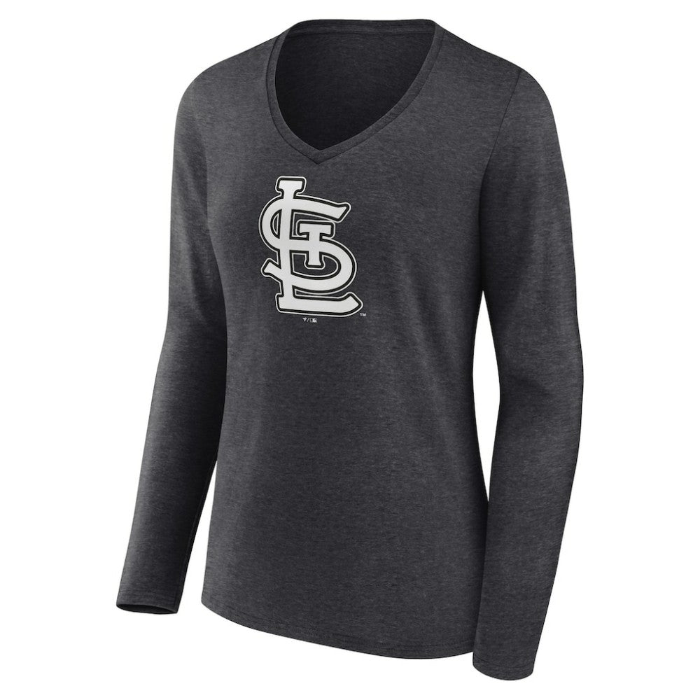 St. Louis Cardinals Women's Personalized Monochrome Name & Number Long Sleeve V-Neck T-Shirt - Charcoal - MLB Online