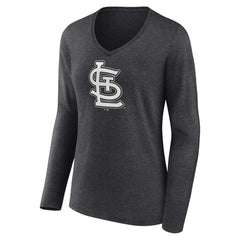 St. Louis Cardinals Women's Personalized Monochrome Name & Number Long Sleeve V-Neck T-Shirt - Charcoal - MLB Online