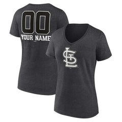 St. Louis Cardinals Women's Personalized Monochrome Name & Number V-Neck T-Shirt - Charcoal - MLB on Sale