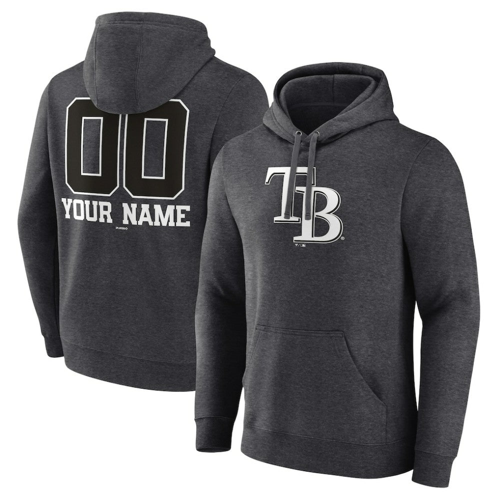 Tampa Bay Rays Personalized Monochrome Name & Number Pullover Hoodie - Charcoal - MLB Online
