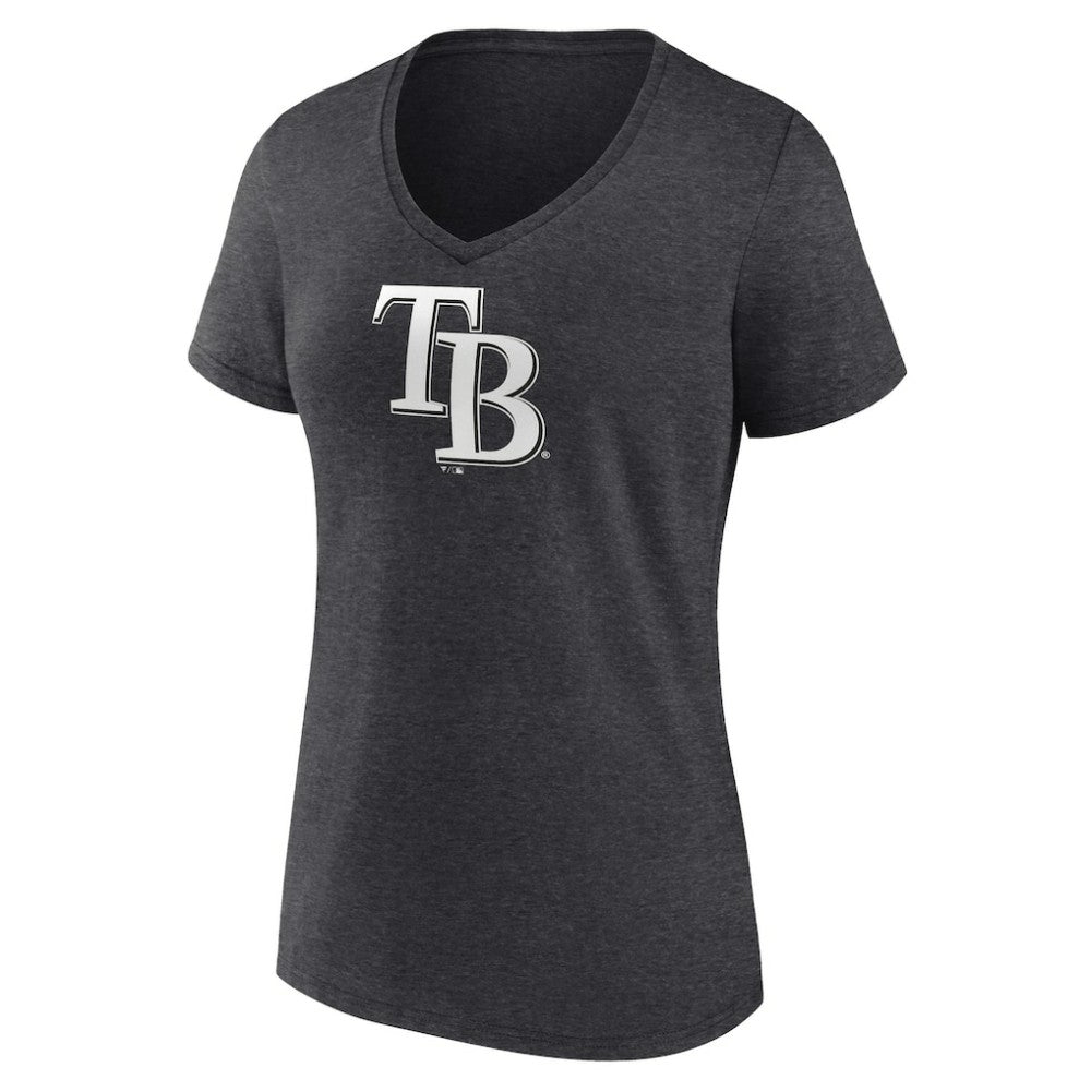Tampa Bay Rays Women's Personalized Monochrome Name & Number V-Neck T-Shirt - Charcoal - MLB Online
