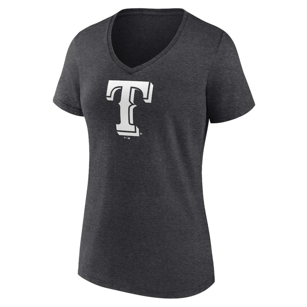 Texas Rangers Women's Personalized Monochrome Name & Number V-Neck T-Shirt - Charcoal - MLB on Sale