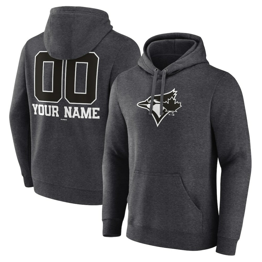 Toronto Blue Jays Personalized Monochrome Name & Number Pullover Hoodie - Charcoal - MLB Sale