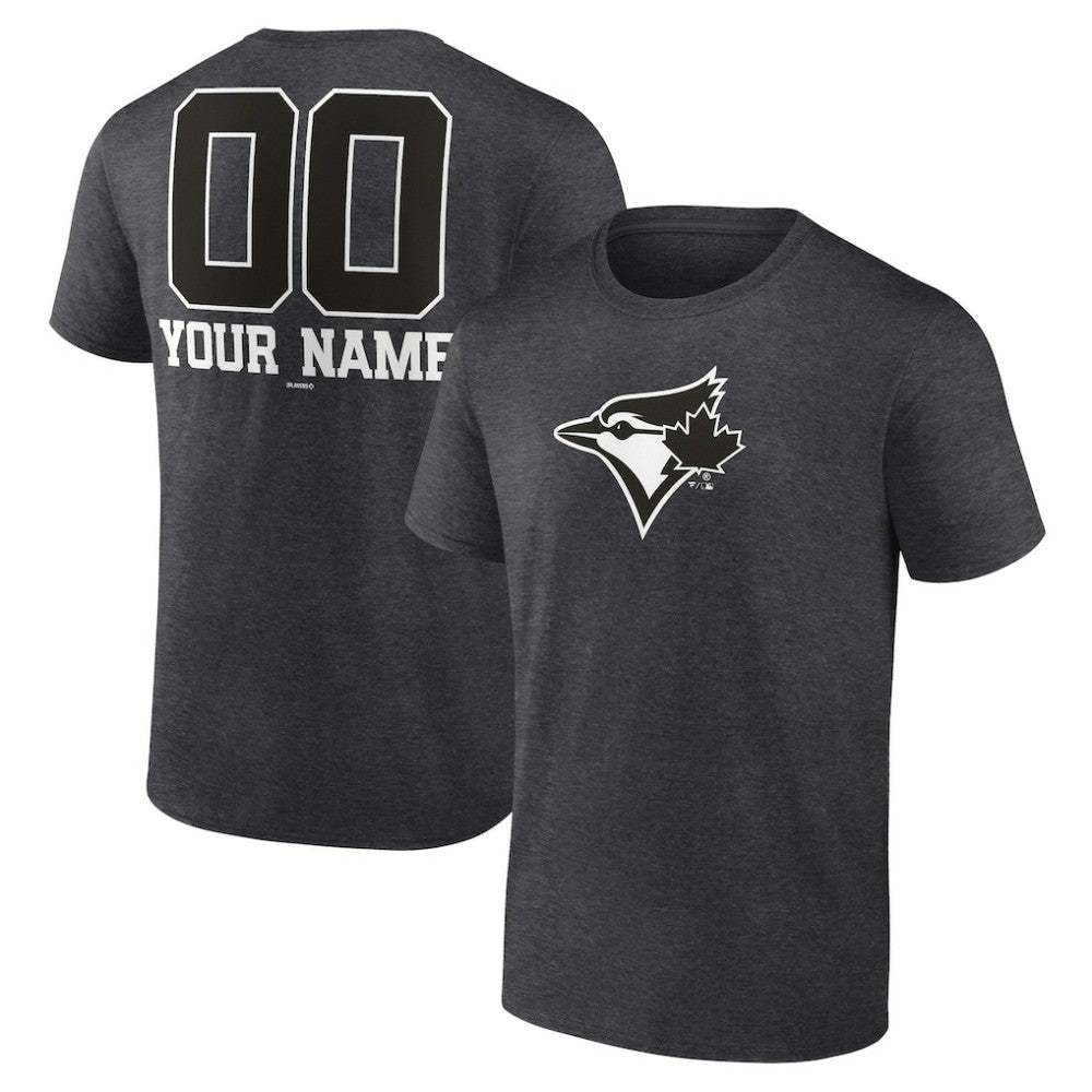 Toronto Blue Jays Personalized Monochrome Name & Number T-Shirt - Charcoal - MLB Discount