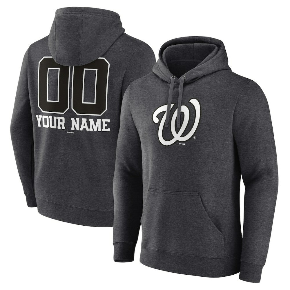 Washington Nationals Personalized Monochrome Name & Number Pullover Hoodie - Charcoal - MLB Online