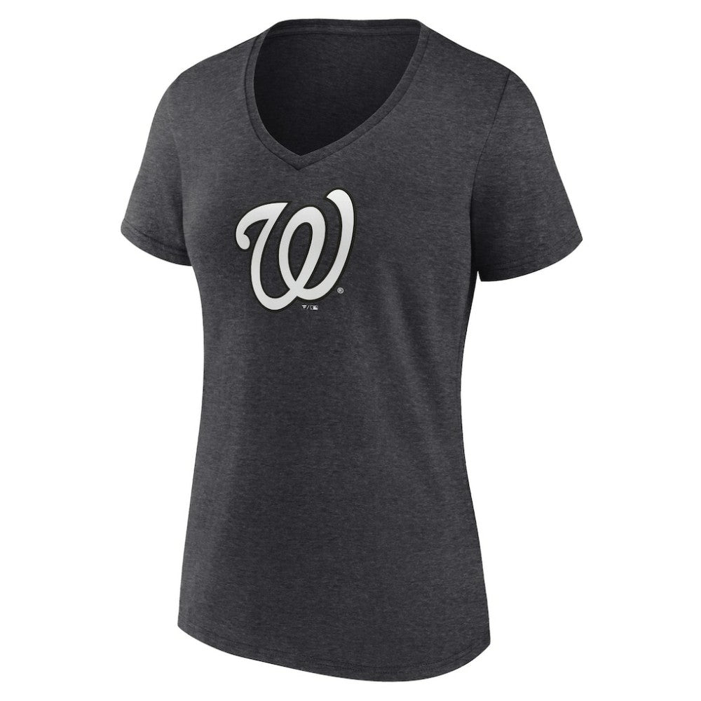 Washington Nationals Women's Personalized Monochrome Name & Number V-Neck T-Shirt - Charcoal - MLB Sale