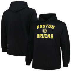 Boston Bruins Profile Big & Tall Arch Over Logo Pullover Hoodie - Black - NHL 200745666